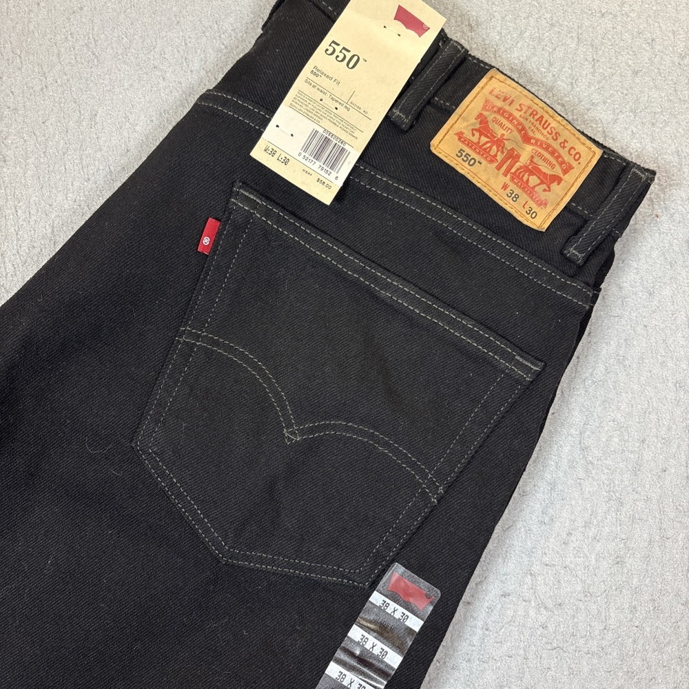 Levi's 550 Relaxed Fit Black Denim Jeans Men's 100%‎ Cotton 38x30 NWT 2010's